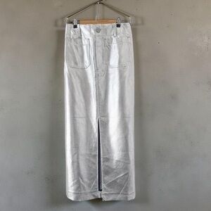 Anthropologie Silver Metallic Faux Leather Maxi Skirt – Size XS – NWT